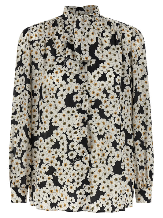 Blouse by Valentino Garavani for women in silk crepe bicolour, black, white & patterned features an polished silhouette, showcasing a sophisticated and detail for a truly polished finish.