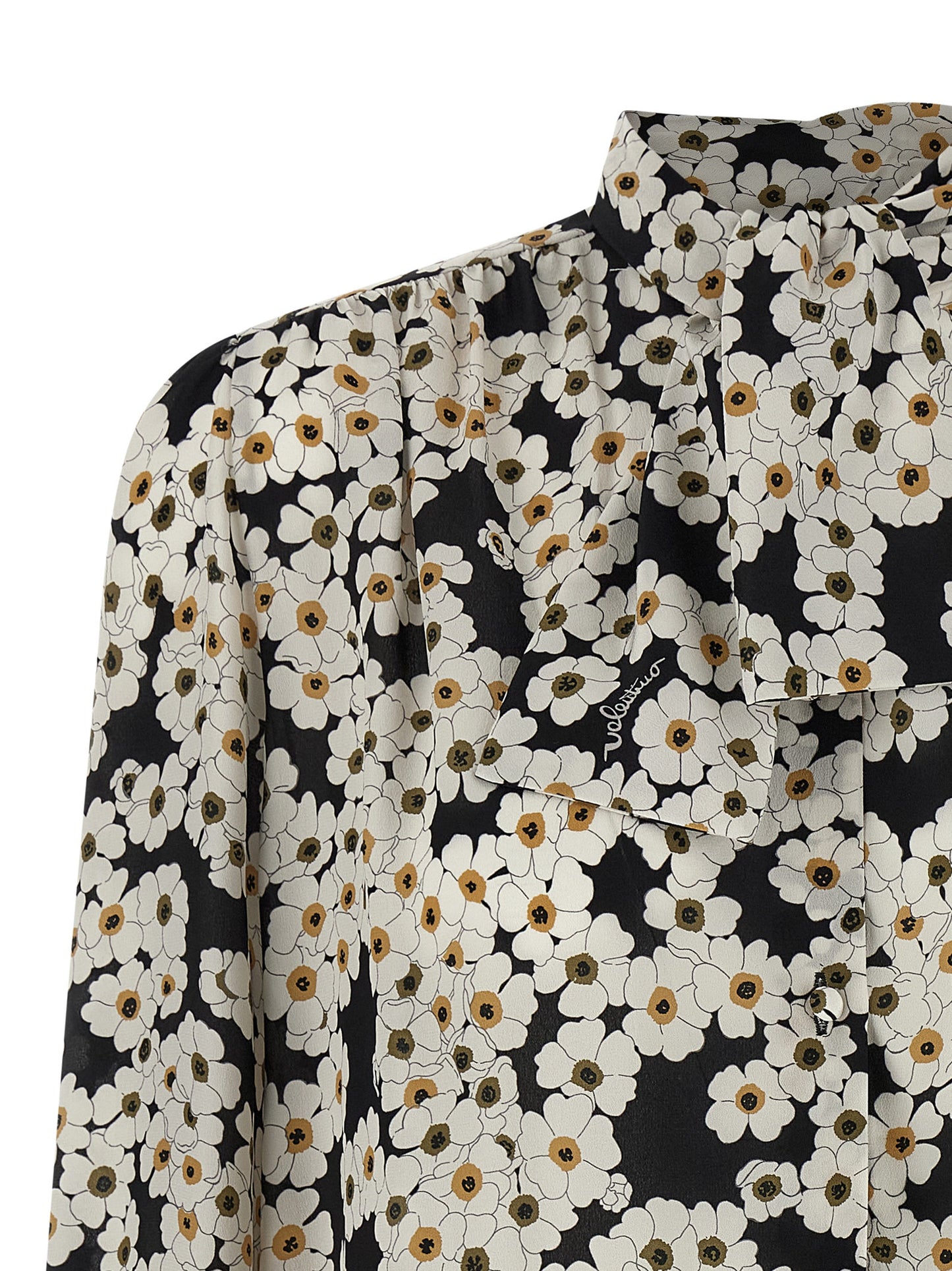 Blouse by Valentino Garavani for women in silk crepe bicolour, black, white & patterned presents a discerning silhouette, showcasing a sophisticated and for a truly discerning finish.