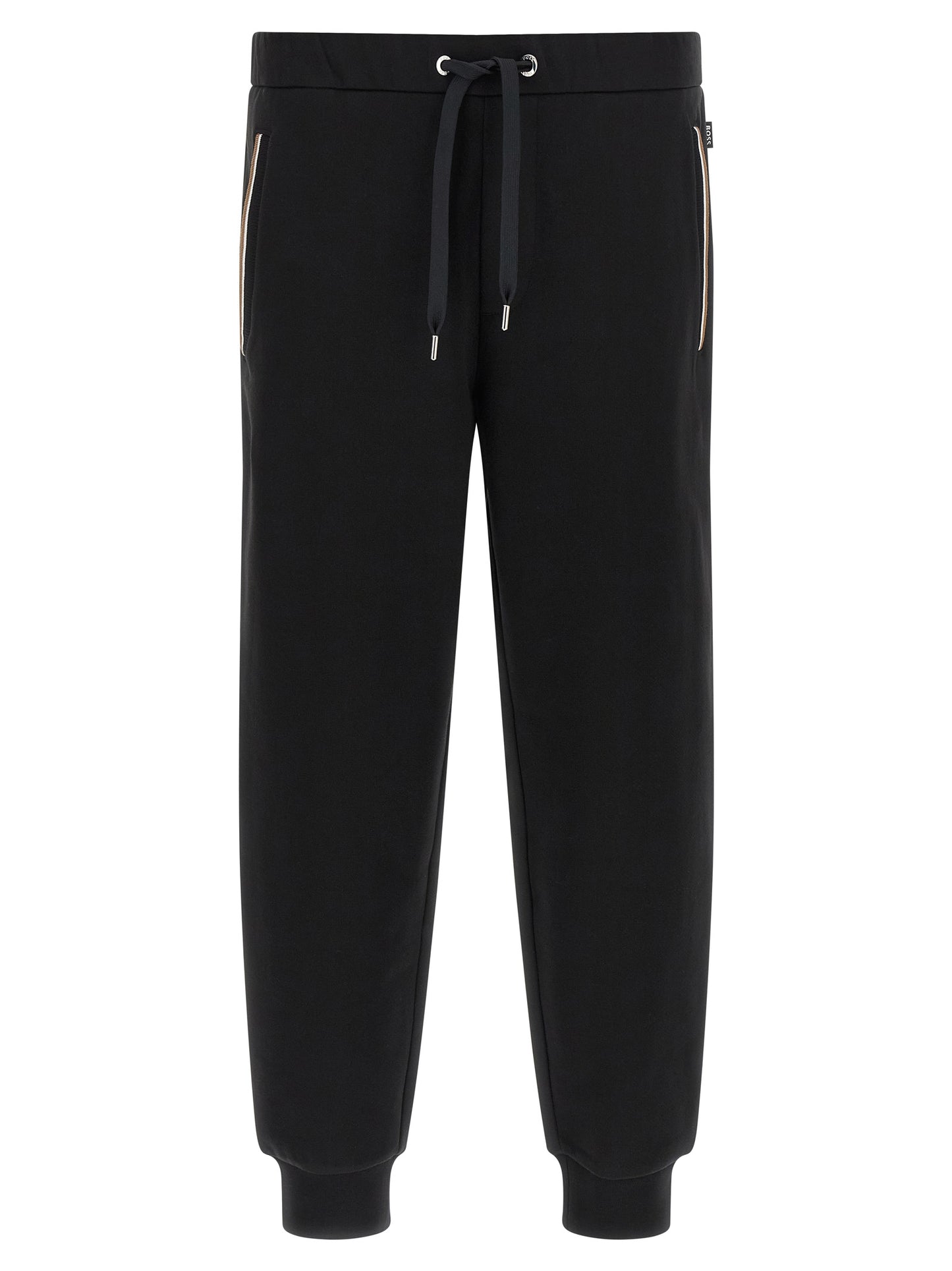 Joggers by Hugo Boss for men in cotton black & striped features a polished silhouette with a polished , reaching a polished long and finished with a polished .