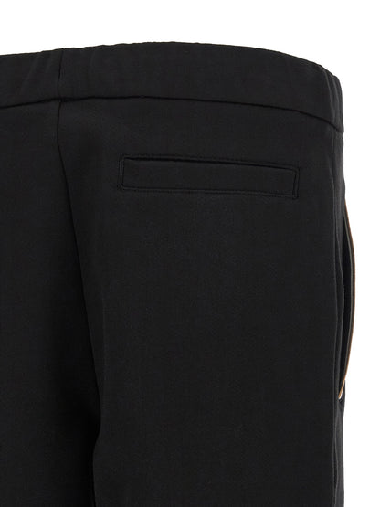 Joggers by Hugo Boss for men in cotton black & striped features an refined tailoring silhouette, showcasing a premium with a and long cut for a refined tailoring look.