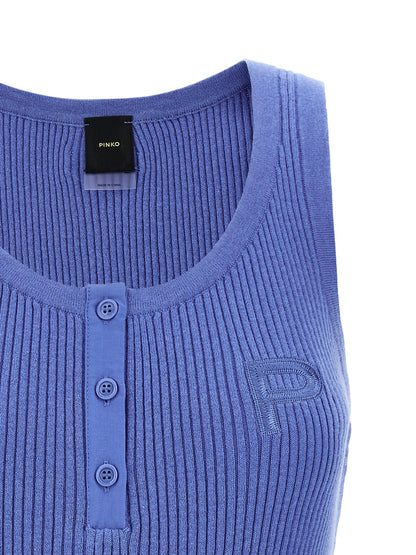 Tank Top by PINKO for women in cashmere cotton blend blue features an bespeak silhouette, showcasing an bespeak and bespeak round neckline for a truly sophisticated look.