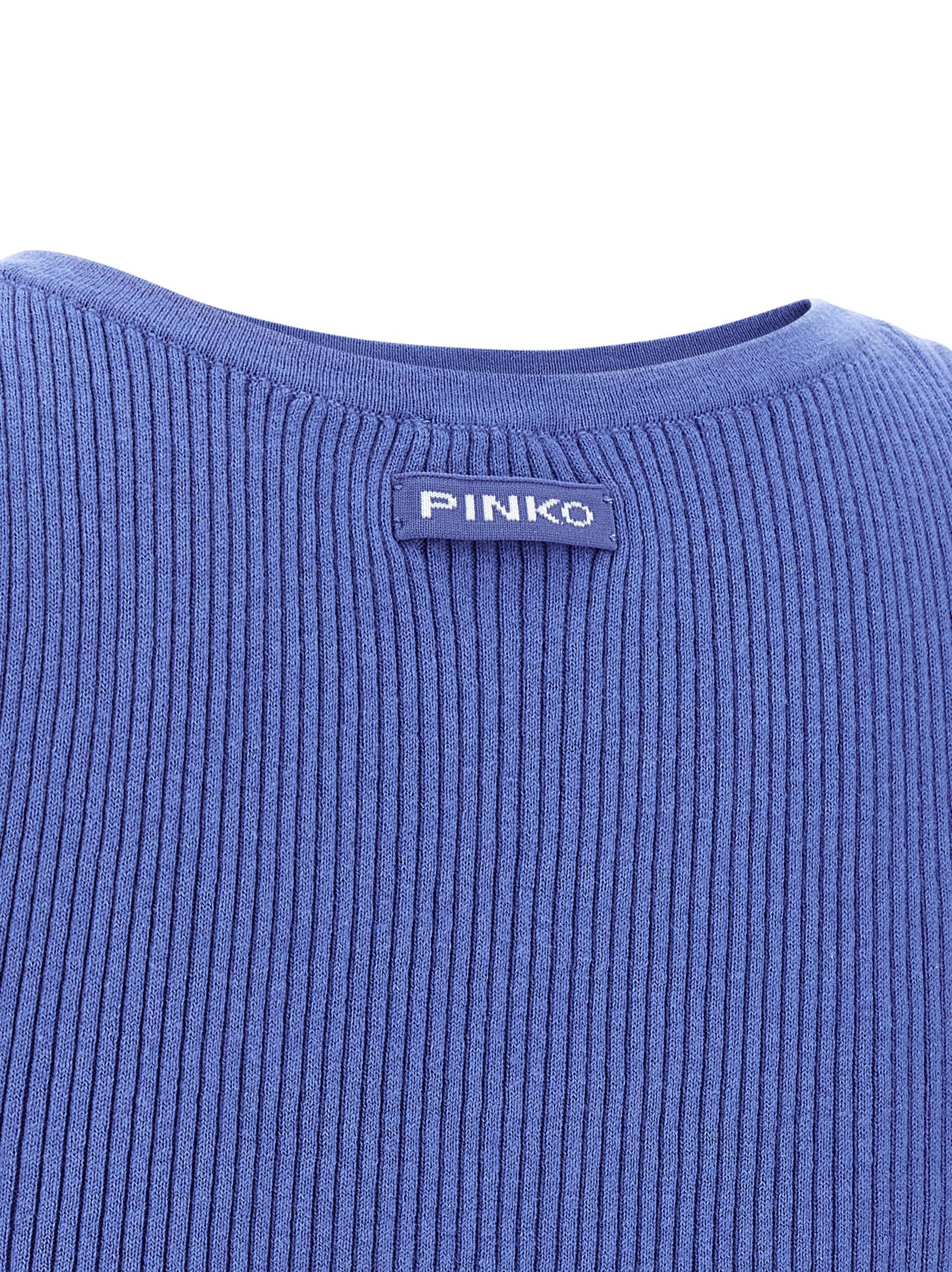 Tank Top by PINKO for women in cashmere cotton blend blue showcases a perennial silhouette, artfully detailed with a design and a perennial .