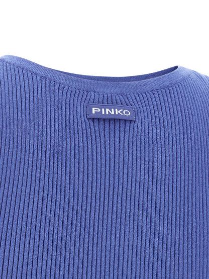Tank Top by PINKO for women in cashmere cotton blend blue showcases a perennial silhouette, artfully detailed with a design and a perennial .