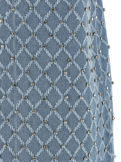 Dress by PINKO for women in denim cotton light-blue, patterned & jacquard features an cute silhouette, detailed with a and that elegantly flows into a cute short mini.
