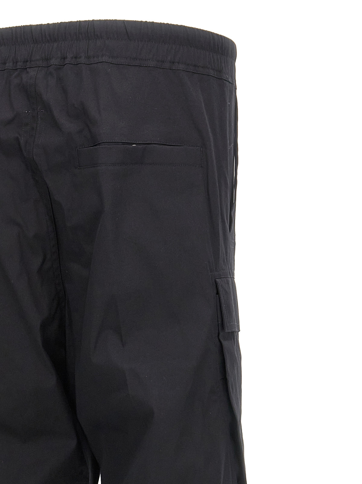 Rick Owens Crisp Men's Wide Stretch Cotton Cargo Pants - Black