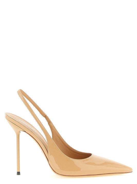 High-Heel Stiletto Slingback Pumps Heels by Paris Texas for women in bos taurus patent calfskin leather beige features an captivating silhouette, showcasing the elegant Lidia Women's Bos Taurus Patent Calfskin Leather High-Heel Stiletto Slingback Pumps Heels design with a stiletto high-heel and a sophisticated .