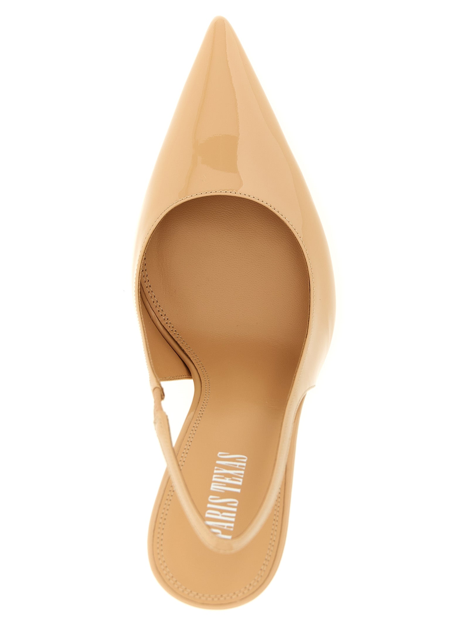 High-Heel Stiletto Slingback Pumps Heels by Paris Texas for women in bos taurus patent calfskin leather and beige showcases a effortlessly elegant silhouette as Lidia Women's Bos Taurus Patent Calfskin Leather High-Heel Stiletto Slingback Pumps Heels, featuring a effortlessly elegant stiletto high-heel and a effortlessly elegant for an elegant look.