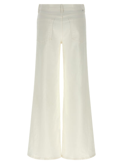 Jeans by Mother Denim for women in stretch denim cotton polyester white features an refined tailoring silhouette, showcasing a premium flared & wide with a and long cut for a refined tailoring look.