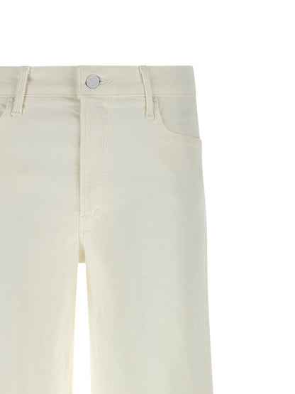 Jeans by Mother Denim for women in stretch denim cotton polyester white presents a tailored silhouette, showcasing a tailored flared & wide and long cut with a refined for a truly tailored aesthetic.