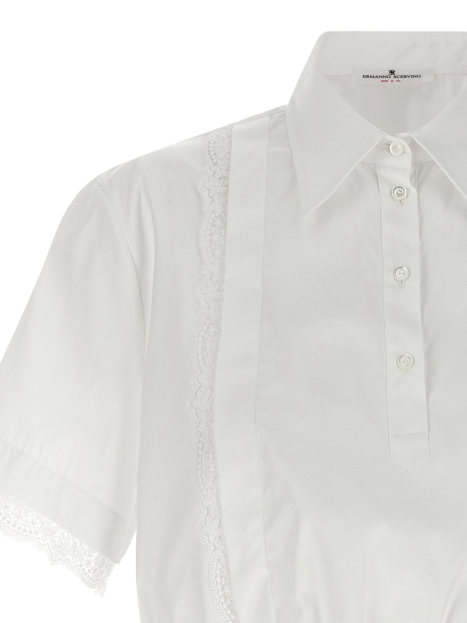 Blouse by Ermanno Scervino for women in cotton white showcases a sleek silhouette, elegantly detailed with a sleek and for a sleek finish.