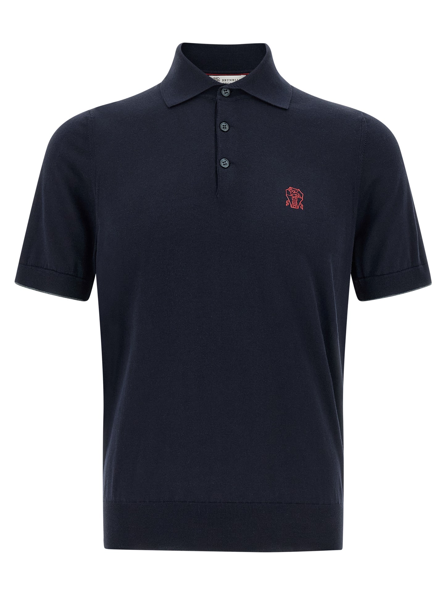 Polo Shirt by Brunello Cucinelli for men in cotton blue presents a distinguished silhouette, showcasing a sophisticated and distinguished short-sleeve for a truly distinguished finish.