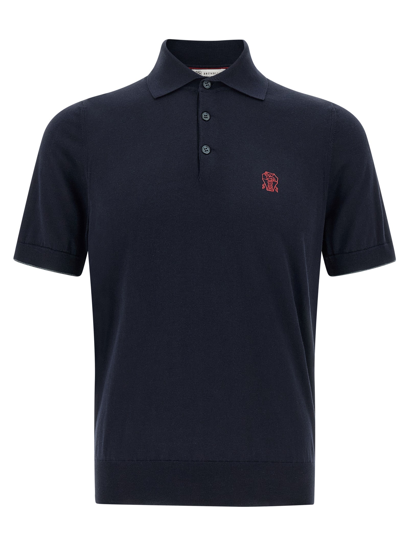 Polo Shirt by Brunello Cucinelli for men in cotton blue presents a distinguished silhouette, showcasing a sophisticated and distinguished short-sleeve for a truly distinguished finish.