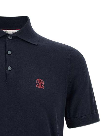 Polo Shirt by Brunello Cucinelli for men in cotton blue showcases a enviable silhouette, featuring a refined and for a enviable finish.