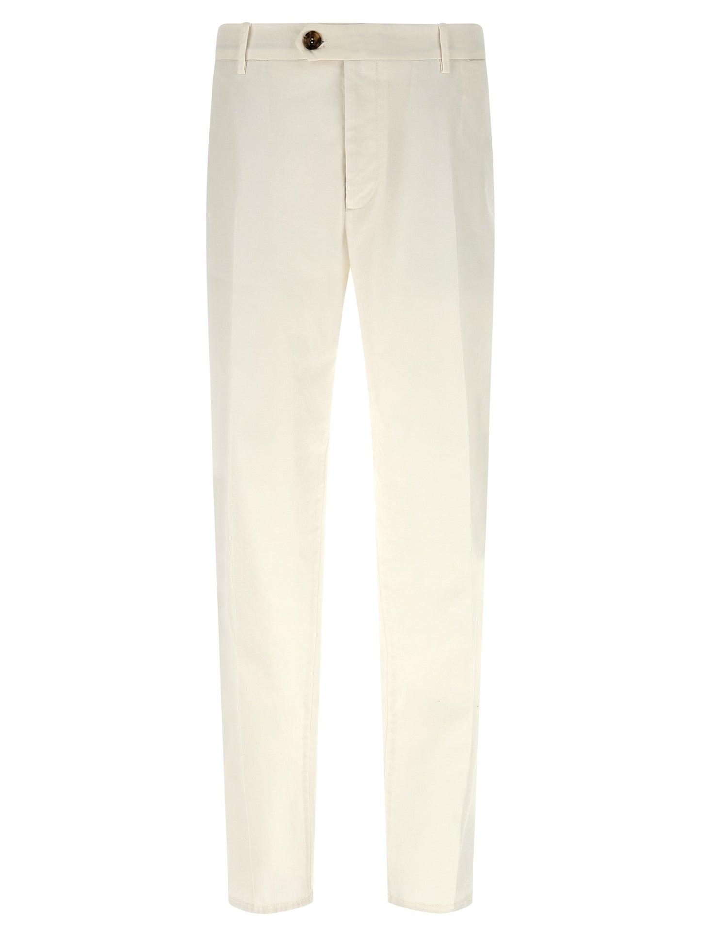 Trousers by Brunello Cucinelli for men in plush cotton white features a sculptural silhouette, showcasing a sculptural and long with a sophisticated for a sculptural finish.