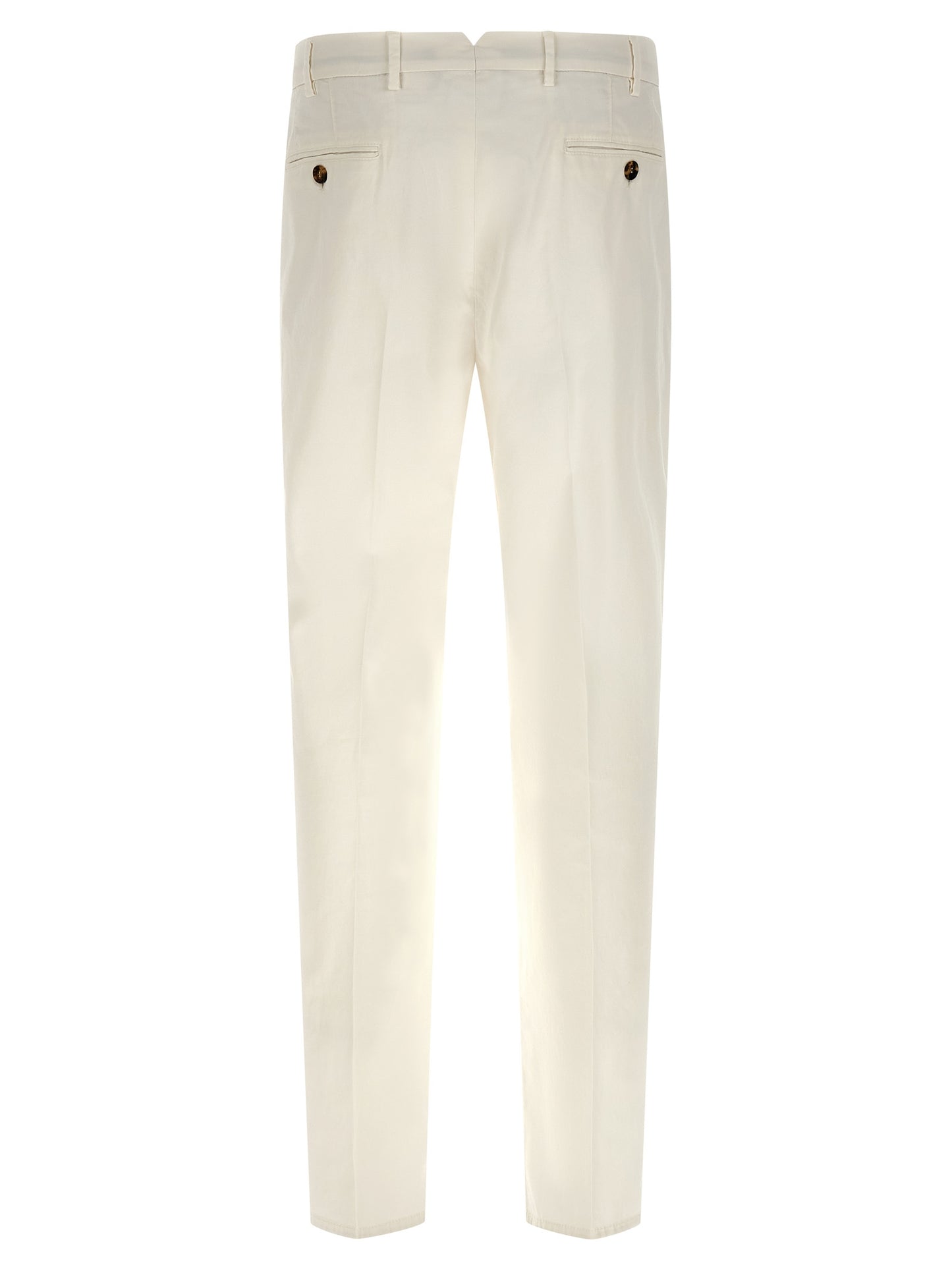 Trousers by Brunello Cucinelli for men in plush cotton white presents a smart silhouette, meticulously detailed with a smart , a smart long, and a smart .