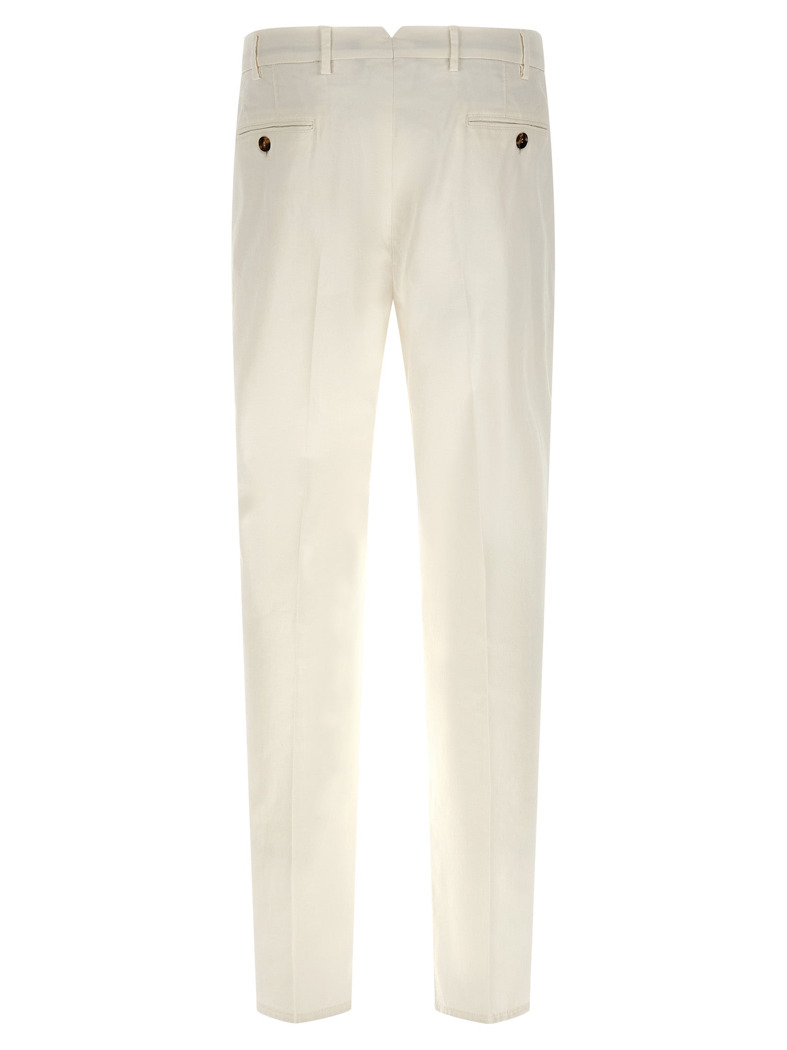 Trousers by Brunello Cucinelli for men in plush cotton white presents a smart silhouette, meticulously detailed with a smart , a smart long, and a smart .
