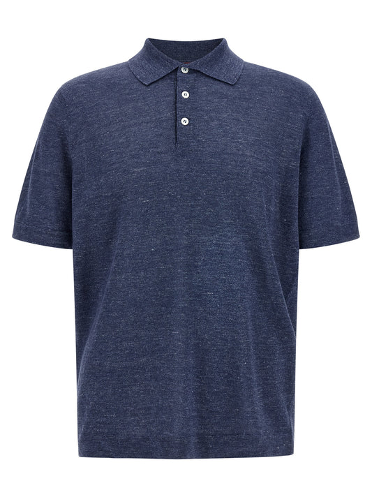 This Polo Shirt by Brunello Cucinelli for men in linen & cotton blue presents a flawless silhouette, showcasing flawless short-sleeve detailing and a refined for a truly flawless aesthetic.