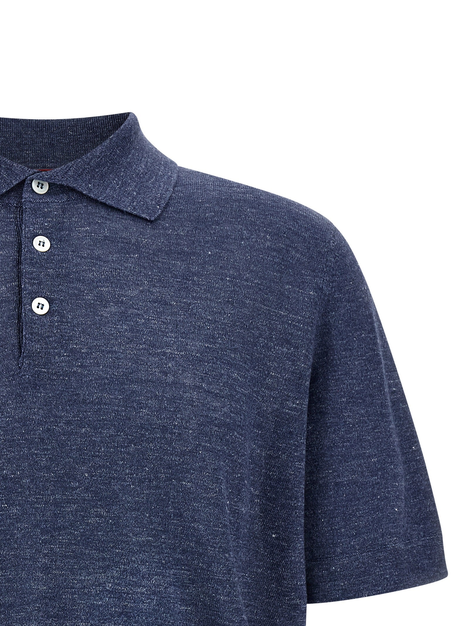 Polo Shirt by Brunello Cucinelli for men in linen & cotton blue features a eye catching silhouette, showcasing a refined and for a eye catching finish.