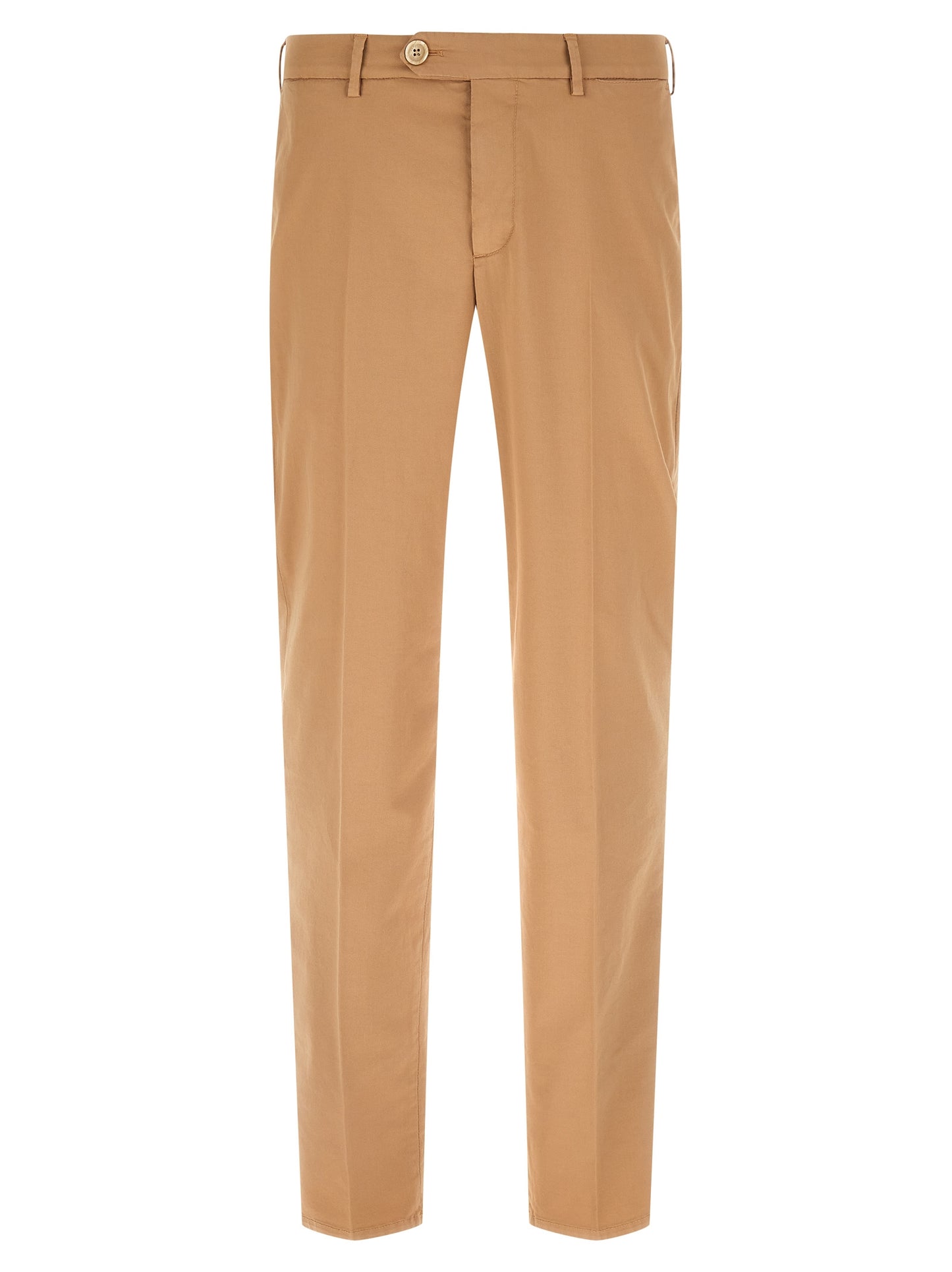 Trousers by Brunello Cucinelli for men in stretch cotton beige features an on trend silhouette, showcasing a sophisticated with a long and for an on trend finish.