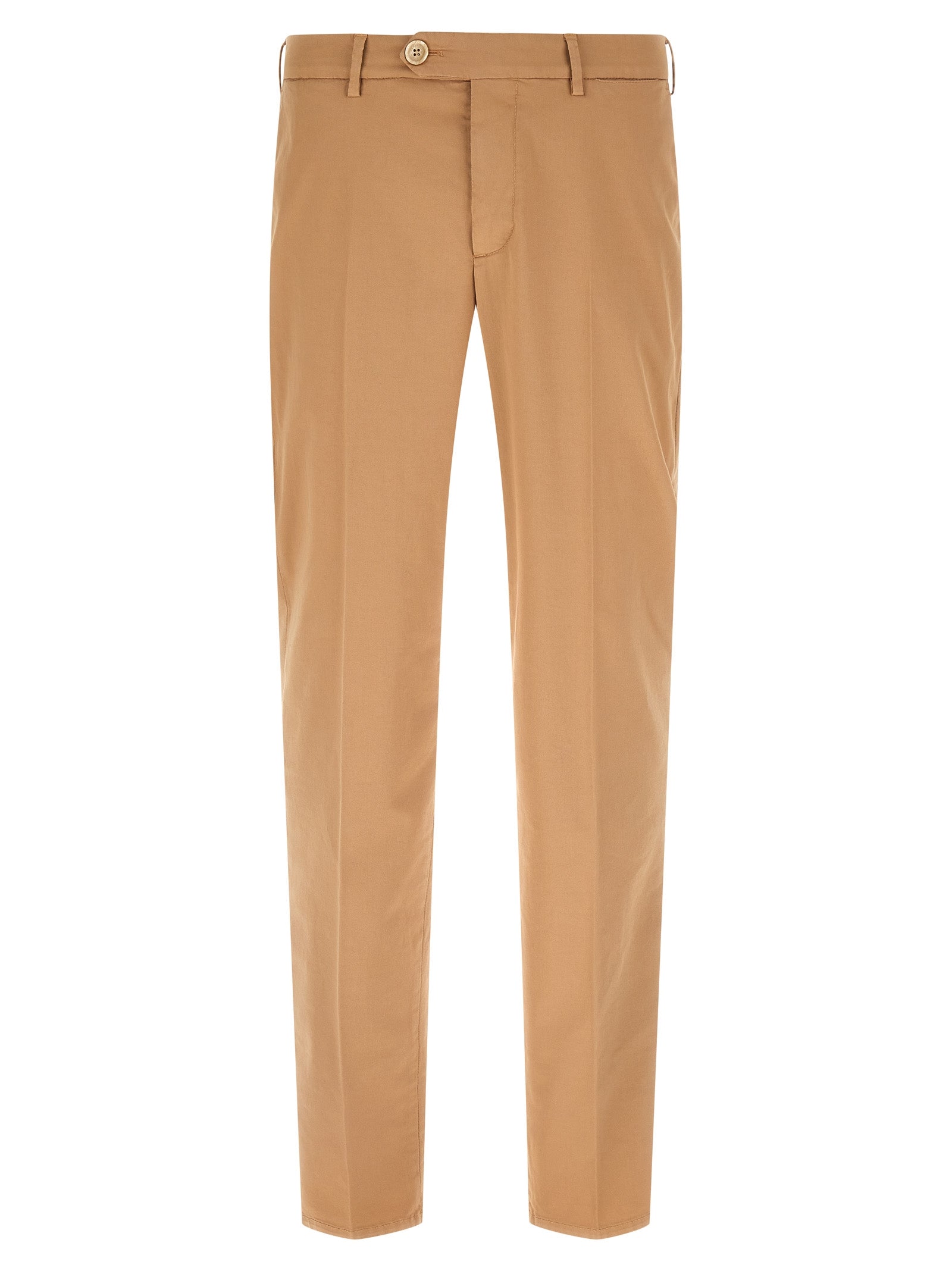 Trousers by Brunello Cucinelli for men in stretch cotton beige features an on trend silhouette, showcasing a sophisticated with a long and for an on trend finish.