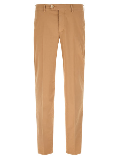 Trousers by Brunello Cucinelli for men in stretch cotton beige features an on trend silhouette, showcasing a sophisticated with a long and for an on trend finish.
