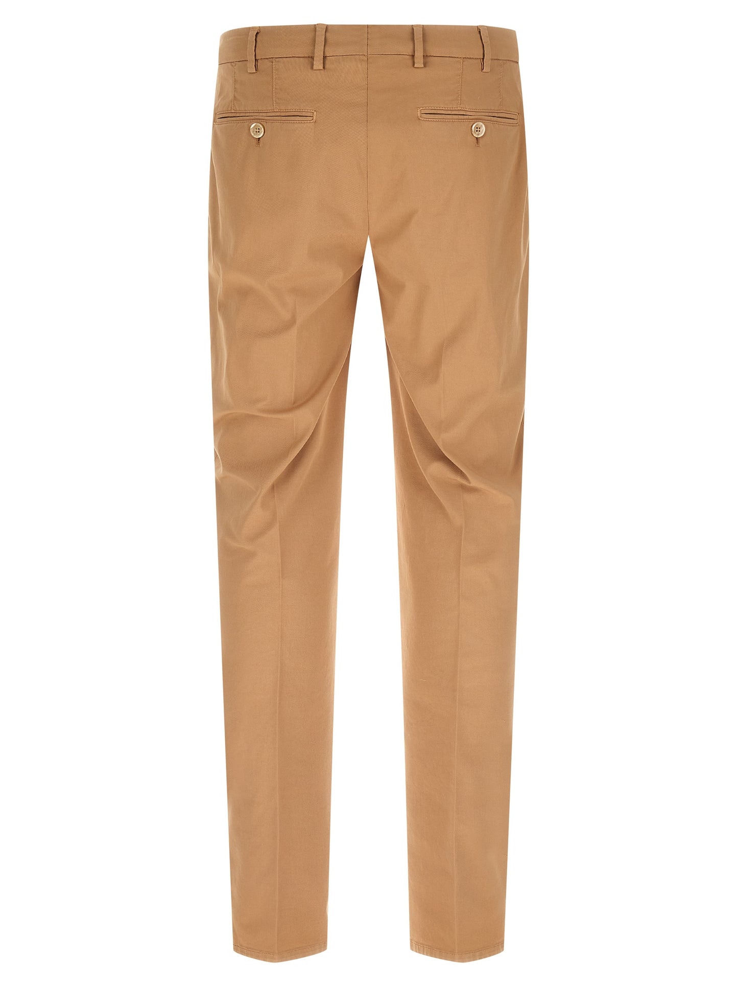 Trousers by Brunello Cucinelli for men in stretch cotton beige features an on trend silhouette, showcasing a sophisticated with a long and for an on trend finish.