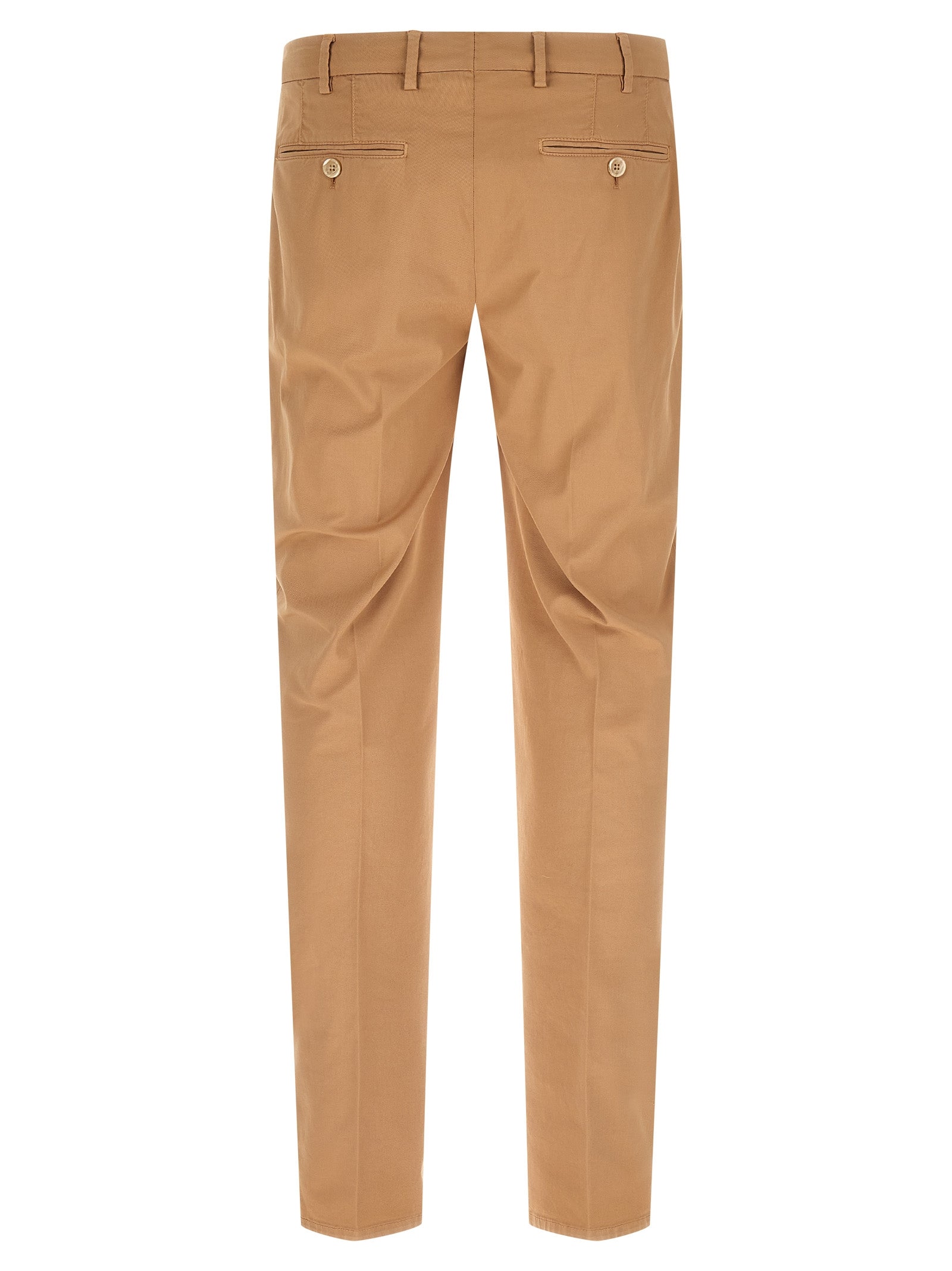 Trousers by Brunello Cucinelli for men in stretch cotton beige features an on trend silhouette, showcasing a sophisticated with a long and for an on trend finish.