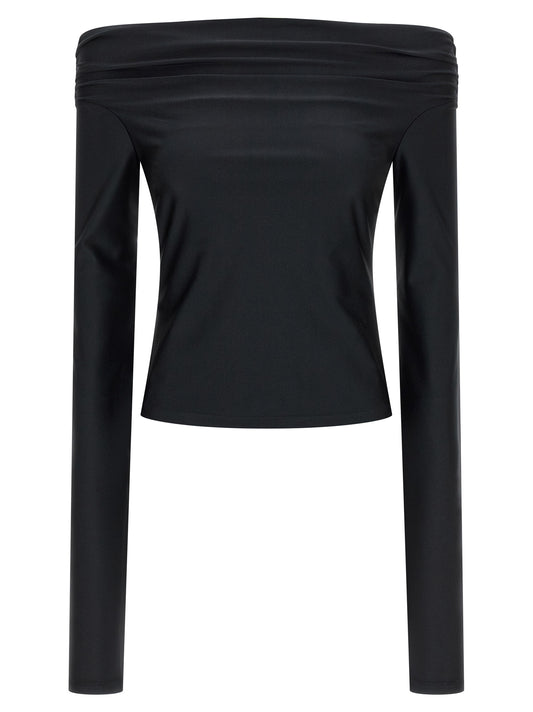 Tank Top by The Andamane for women in stretch polyamide black showcases a perennial silhouette, artfully detailed with a long-sleeve; sleeveless design and a perennial .