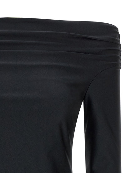 Tank Top by The Andamane for women in stretch polyamide black features an bespeak silhouette, showcasing an bespeak and bespeak for a truly sophisticated look.