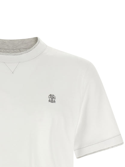 T-Shirt by Brunello Cucinelli for men in cotton white showcases a fashionable silhouette, elegantly detailed with a fashionable and crew neckline for a sophisticated, high-fashion look.