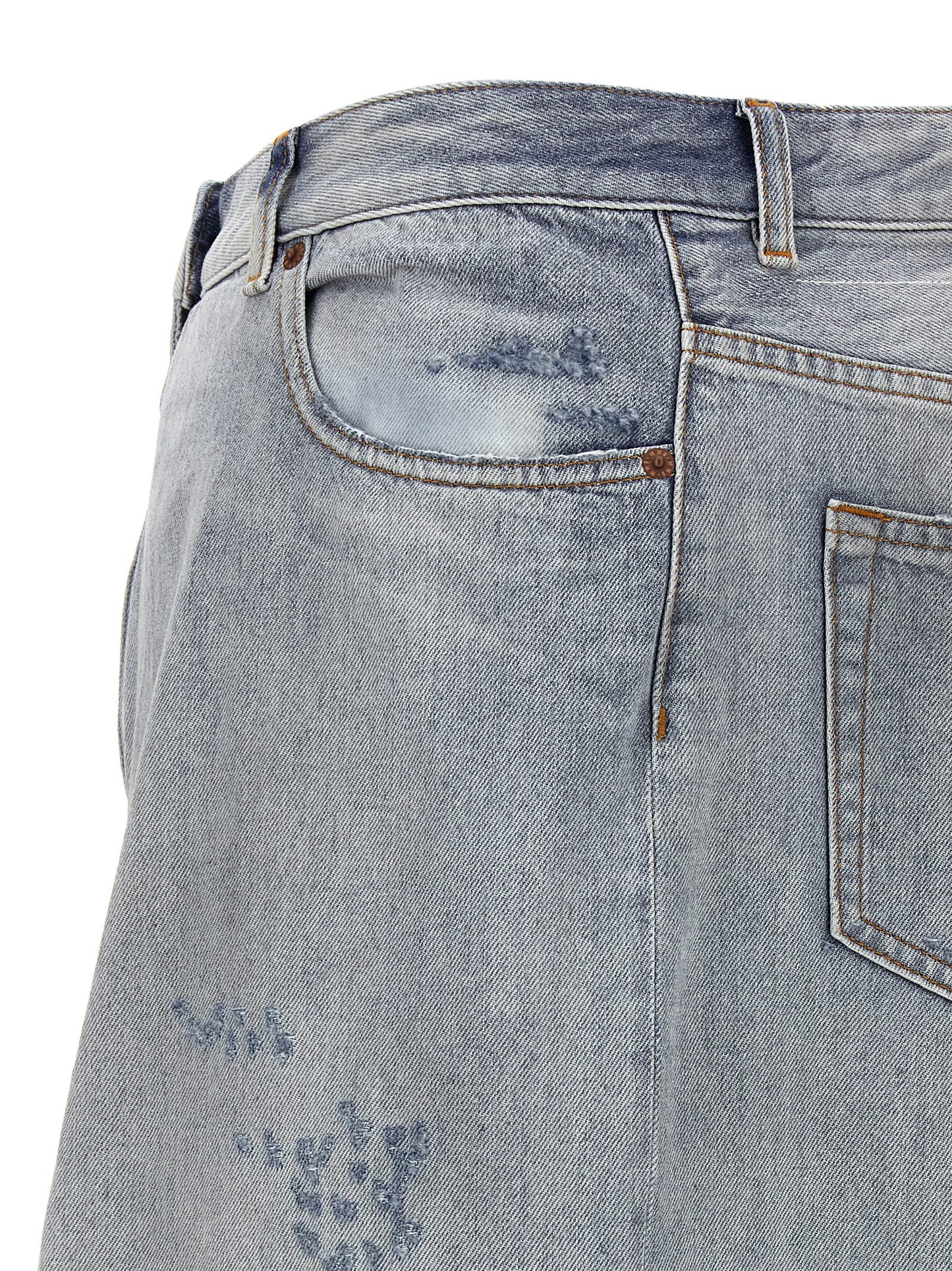 Skirt by MM6 Maison Margiela for women in denim cotton light-blue features an tailored silhouette, artfully capturing the essence of Women's Denim Flared Cotton Maxi Mini Skirt in a sophisticated maxi mini.
