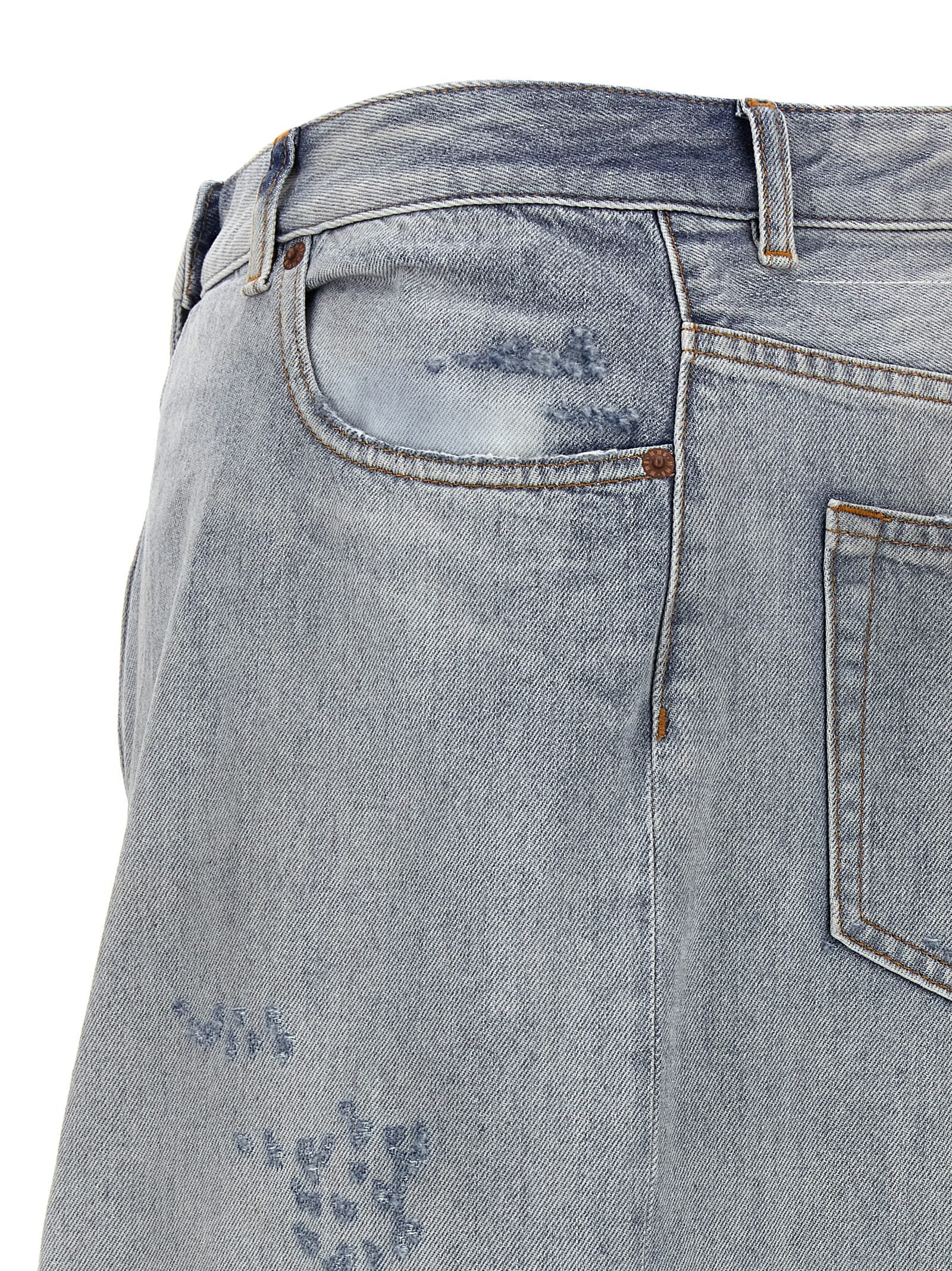 Skirt by MM6 Maison Margiela for women in denim cotton light-blue features an tailored silhouette, artfully capturing the essence of Women's Denim Flared Cotton Maxi Mini Skirt in a sophisticated maxi mini.