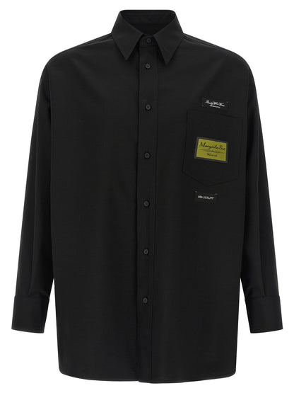 Shirt by MM6 Maison Margiela for men in polyester & wool black, white, jacquard & signature showcases a sleek silhouette, elegantly detailed with a sleek and for a sleek finish.