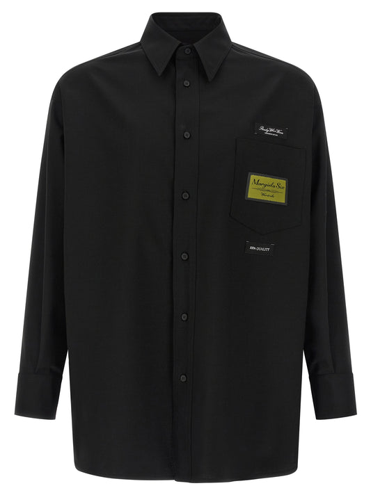 Shirt by MM6 Maison Margiela for men in polyester & wool black, white, jacquard & signature showcases a sleek silhouette, elegantly detailed with a sleek and for a sleek finish.