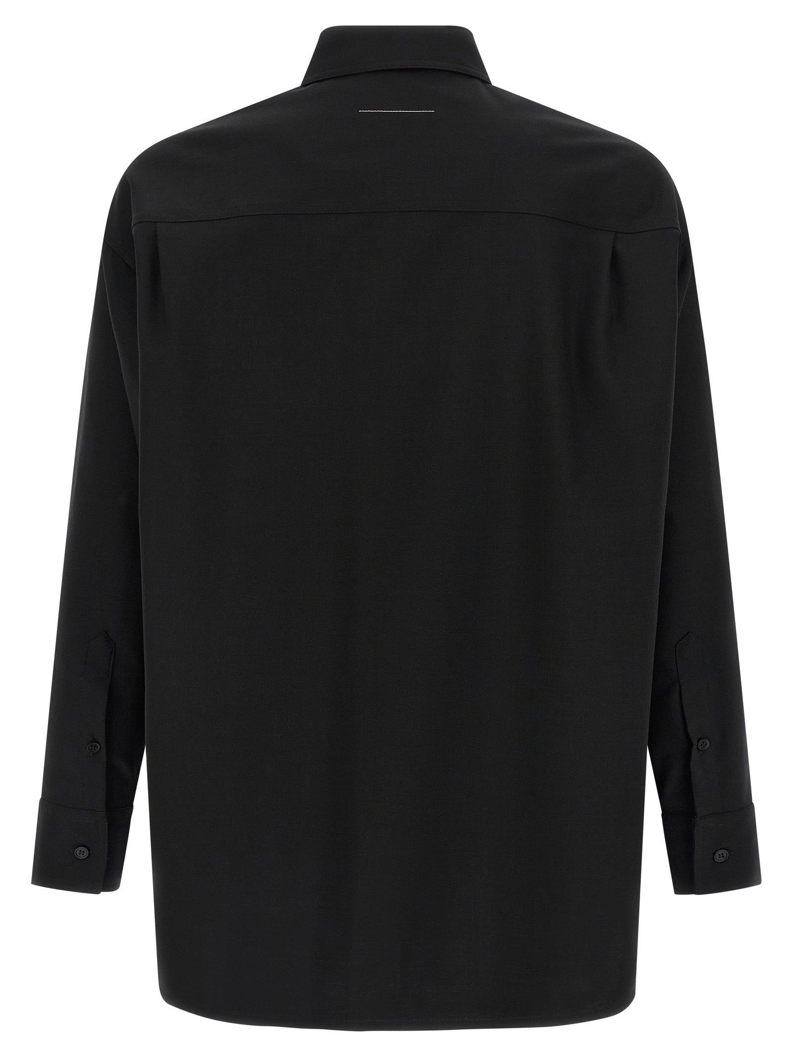 Shirt by MM6 Maison Margiela for men in polyester & wool black, white, jacquard & signature features an architectural silhouette with a refined and elegant for a architectural look.