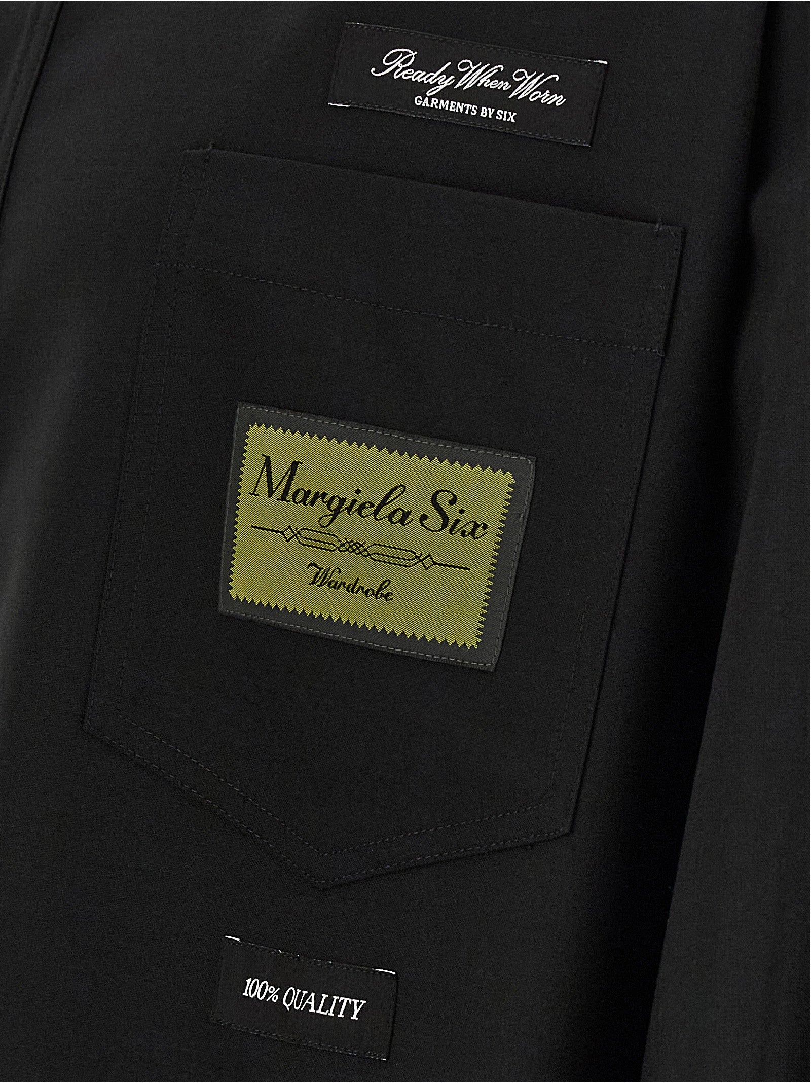 Shirt by MM6 Maison Margiela for men in polyester & wool black, white, jacquard & signature showcases a sublime silhouette, artfully detailed with a sublime and for a sophisticated, sublime finish.