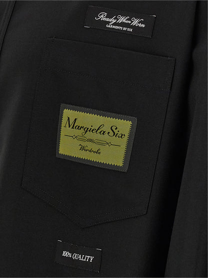 Shirt by MM6 Maison Margiela for men in polyester & wool black, white, jacquard & signature showcases a sublime silhouette, artfully detailed with a sublime and for a sophisticated, sublime finish.