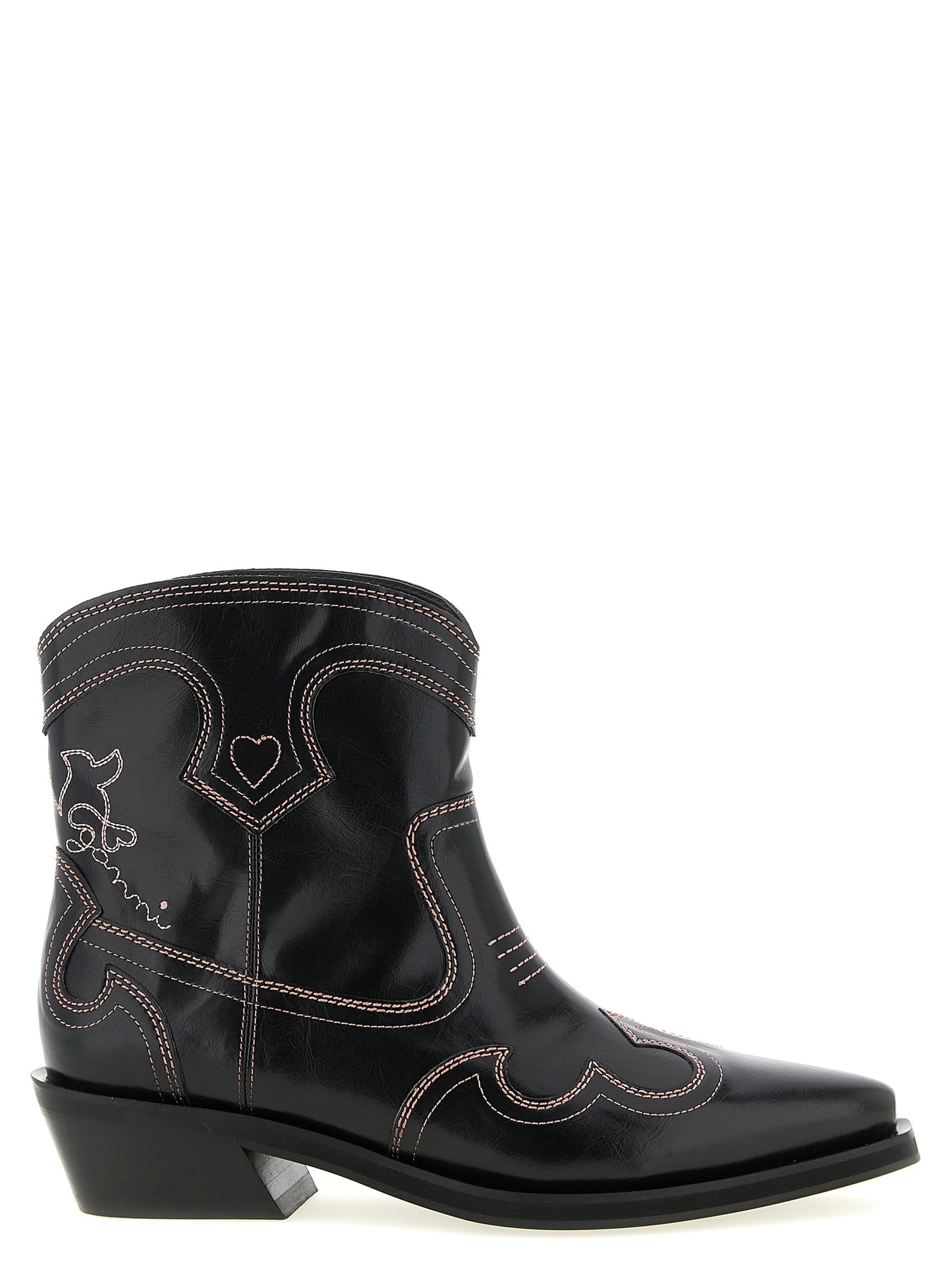 Ankle Chelsea Cowboy Boots by Ganni for women in polyester polyethylene polyurethane leather & cotton black & olive features an high-performance silhouette, showcasing the sophisticated design of the Women's Polyester Polyethylene Polyurethane Leather & Cotton Ankle Chelsea Cowboy Boots with a and a refined .