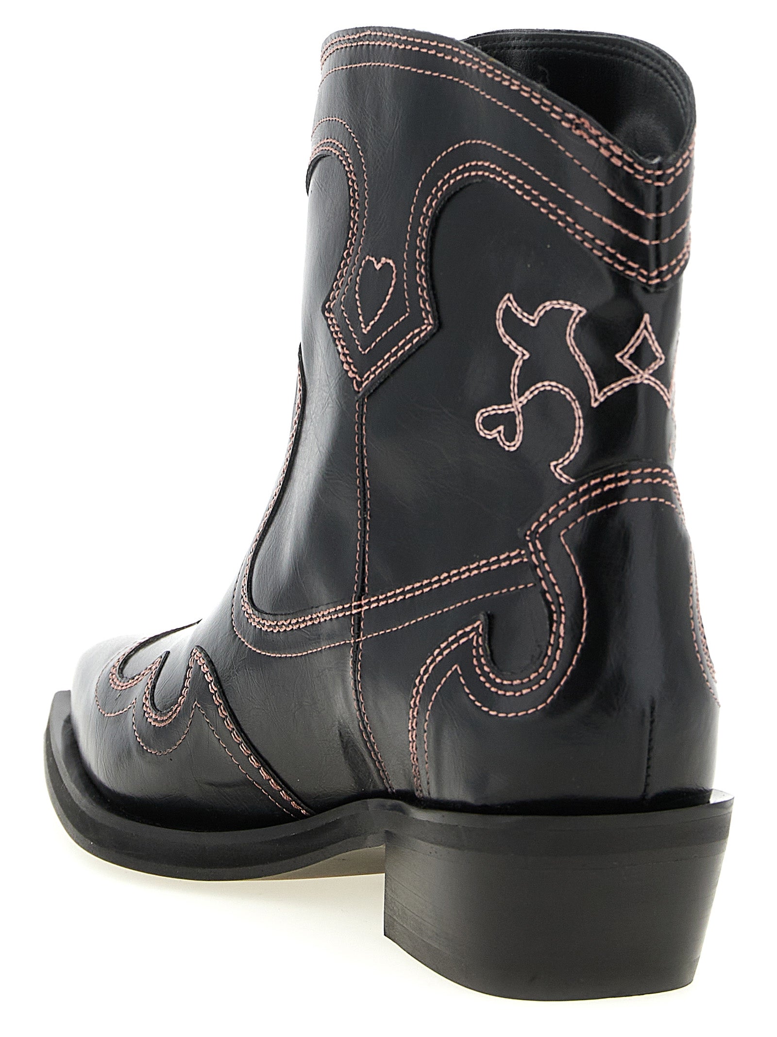 Ankle Chelsea Cowboy Boots by Ganni for women in polyester polyethylene polyurethane leather & cotton black & olive features an avant-garde Women's Polyester Polyethylene Polyurethane Leather & Cotton Ankle Chelsea Cowboy Boots silhouette, defined by a sophisticated and a avant-garde .