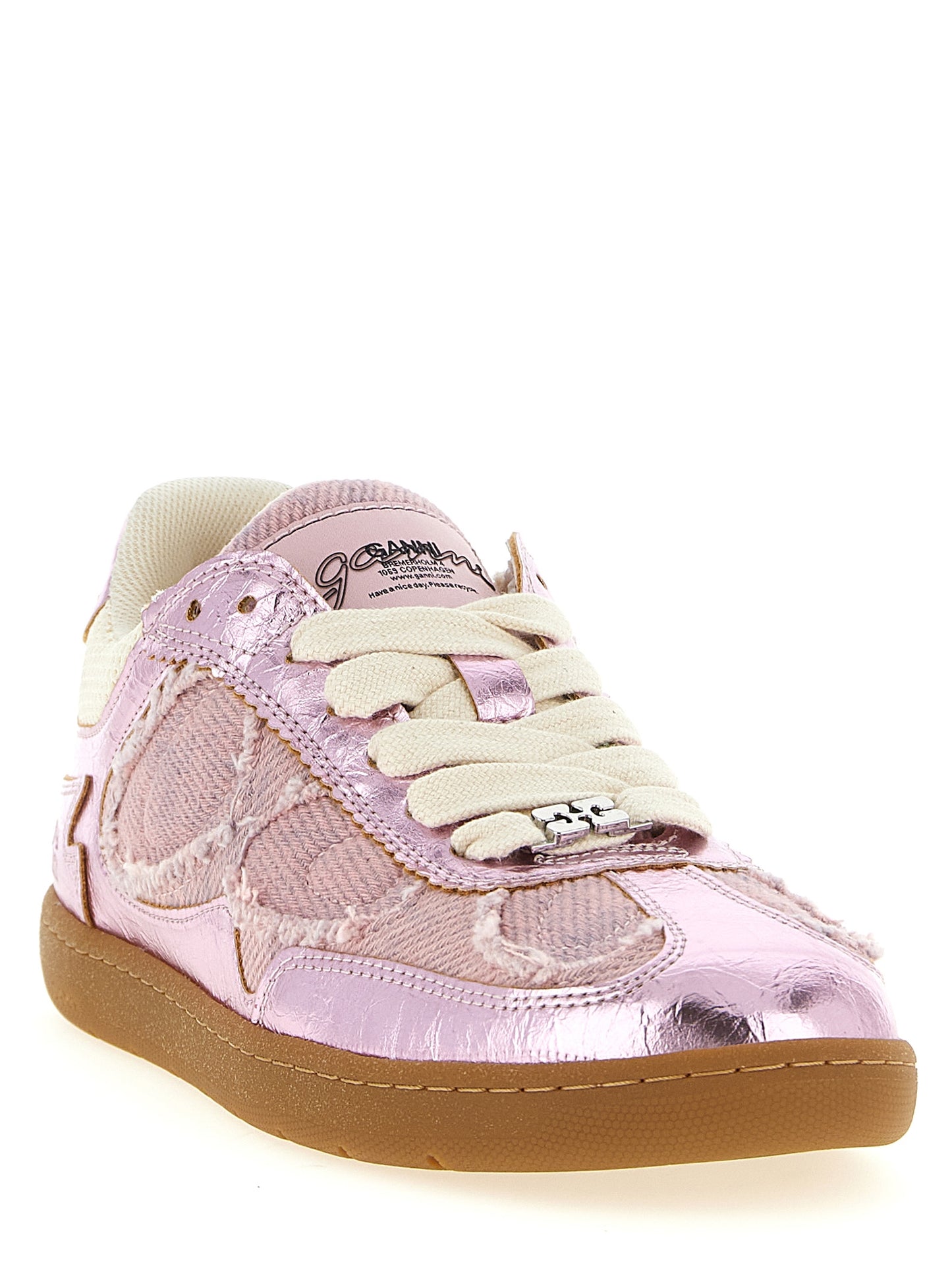Sneakers by Ganni for women in polyester polyurethane polyethylene leather multicolor & pink features a chic design, perfectly showcasing the chic low-top style of this Women's Low Top Polyester Polyurethane Polyethylene leather Sneakers.