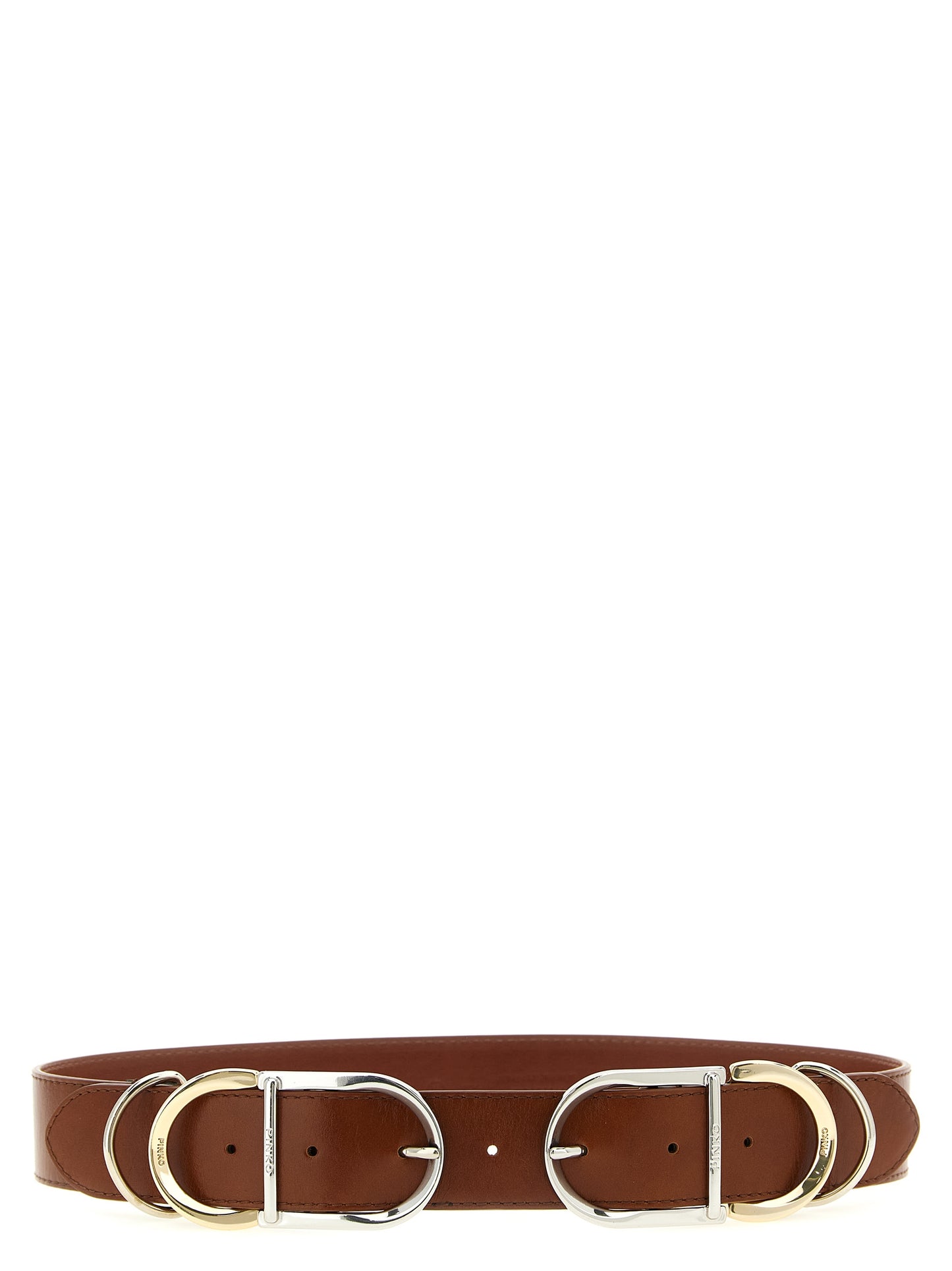 Belt by PINKO for women in lamb leather brown presents a artisanal silhouette from the Lamb Leather Belt collection, showcasing an artisanal design and refined craftsmanship for a artisanal look.