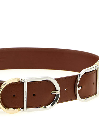 Belt by PINKO for women in lamb leather brown features an distinguished design, perfectly showcasing the sophisticated craftsmanship of this distinguished Lamb Leather Belt.