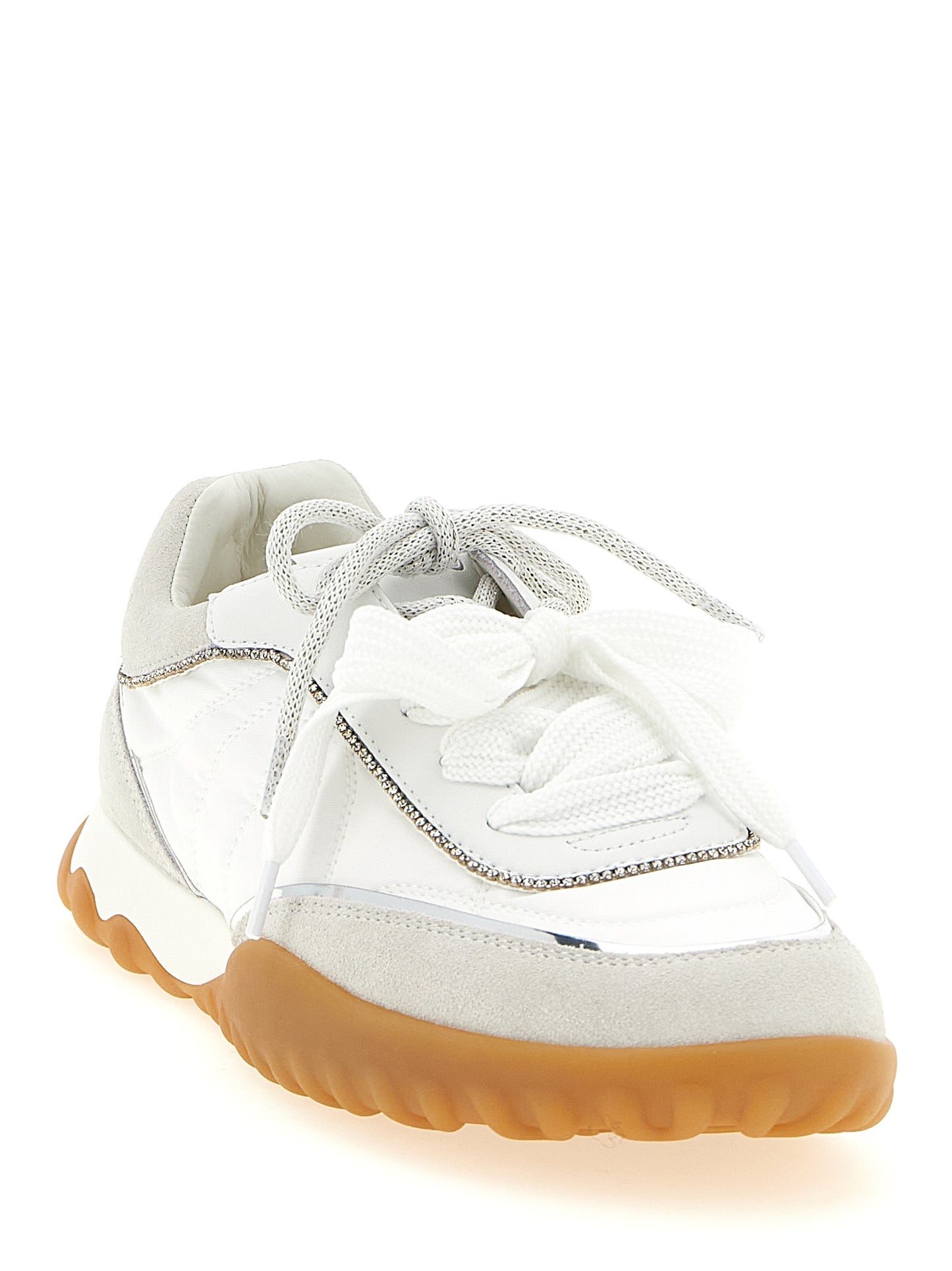 Athletic Sneakers by PINKO for women in suede calfskin leather & polyester white features an effortless chic silhouette, showcasing the signature athletic style of the Aren Women's Athletic Suede Calfskin Leather & Polyester Sneakers collection with a truly effortless chic finish.