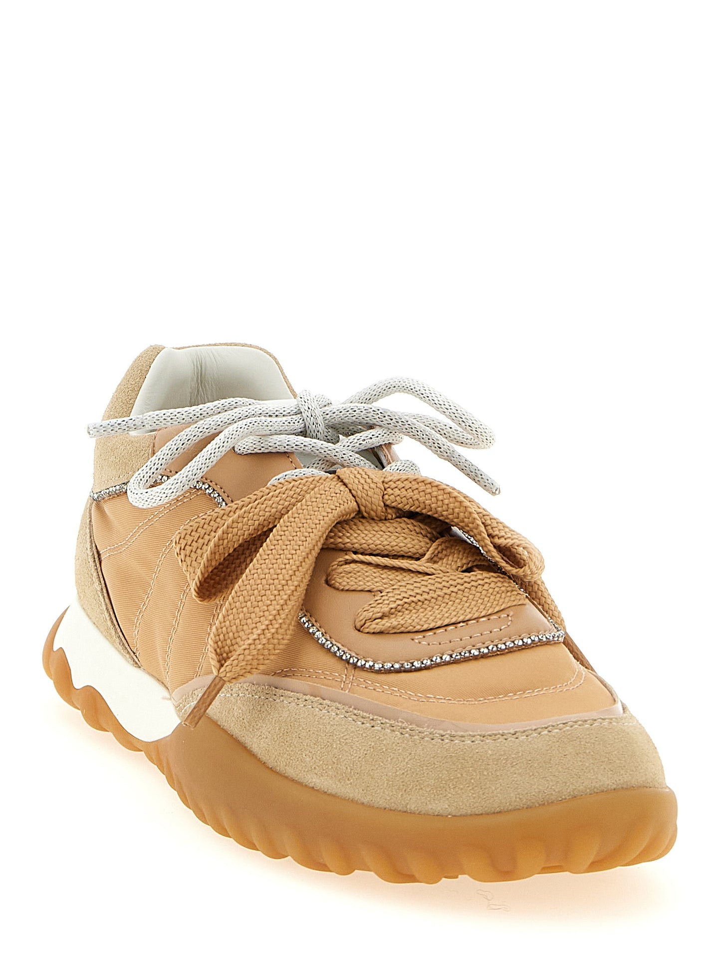 Athletic Sneakers PINKO women suede calfskin leather & polyester beige featuring a avant-garde Women's Athletic Suede Calfskin Leather & Polyester Sneakers design with a avant-garde athletic style for a refined finish.