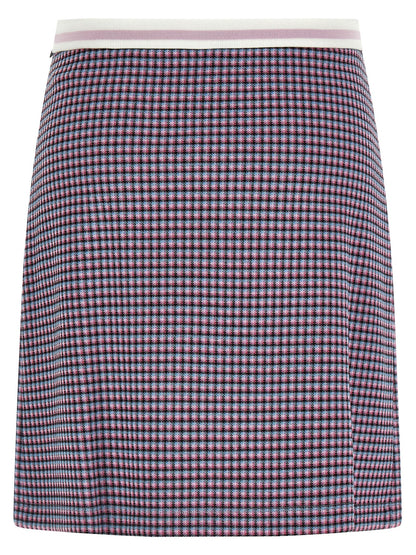Skirt by Marni for women in stretch polyamide viscose purple & houndstooth features a sublime silhouette, showcasing the sublime design of the Women's Pleated Stretch Polyamide Viscose Mini Long Skirt in a sophisticated mini long.