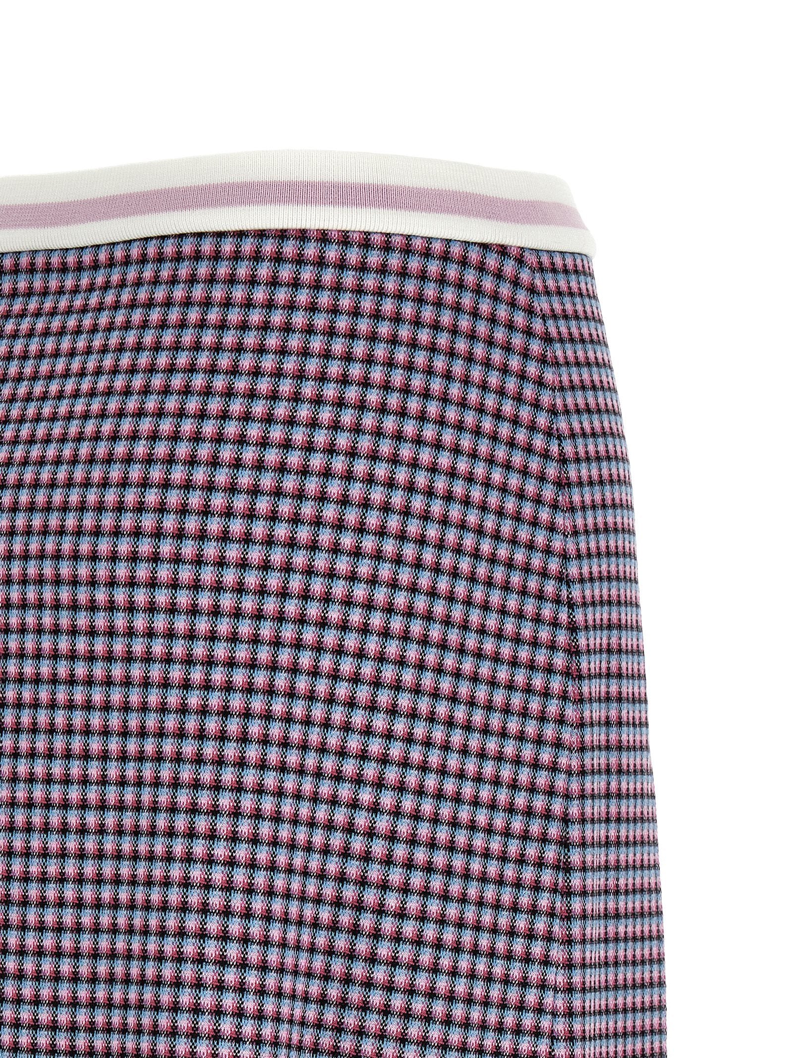Skirt by Marni for women in stretch polyamide viscose purple & houndstooth features an tailored silhouette, artfully capturing the essence of Women's Pleated Stretch Polyamide Viscose Mini Long Skirt in a sophisticated mini long.
