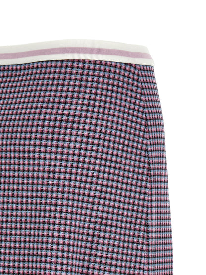 Skirt by Marni for women in stretch polyamide viscose purple & houndstooth features an tailored silhouette, artfully capturing the essence of Women's Pleated Stretch Polyamide Viscose Mini Long Skirt in a sophisticated mini long.