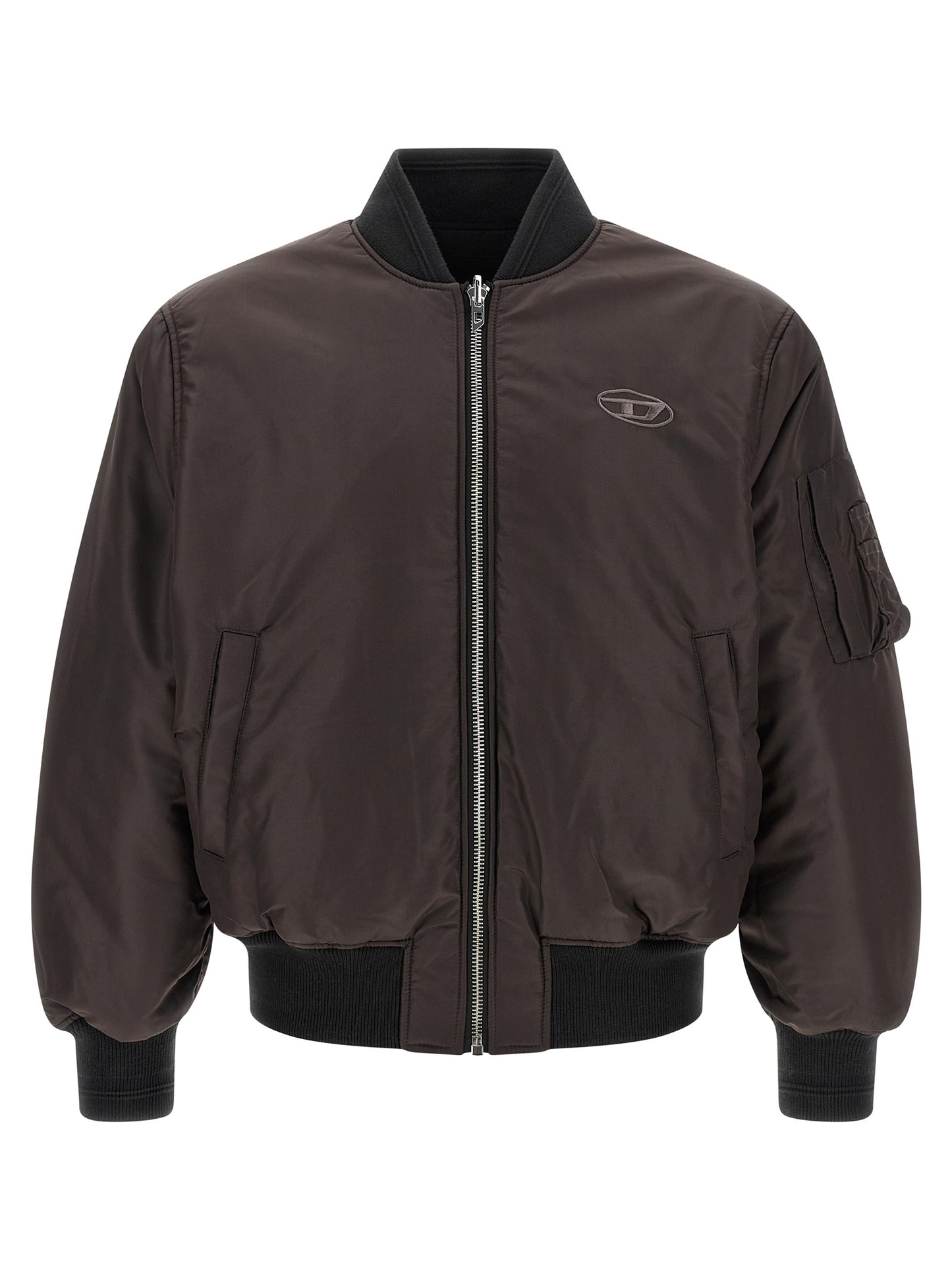 Bomber Jacket by Diesel for men in nylon satin black features an contemporary silhouette, showcasing a sophisticated and contemporary pockets & insulated for a truly refined look.