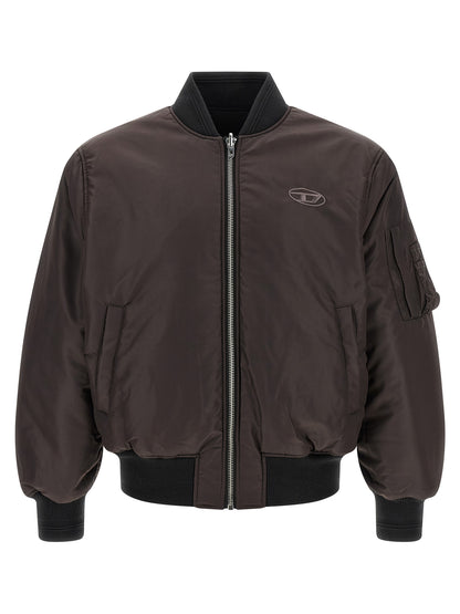 Bomber Jacket by Diesel for men in nylon satin black features an contemporary silhouette, showcasing a sophisticated and contemporary pockets & insulated for a truly refined look.