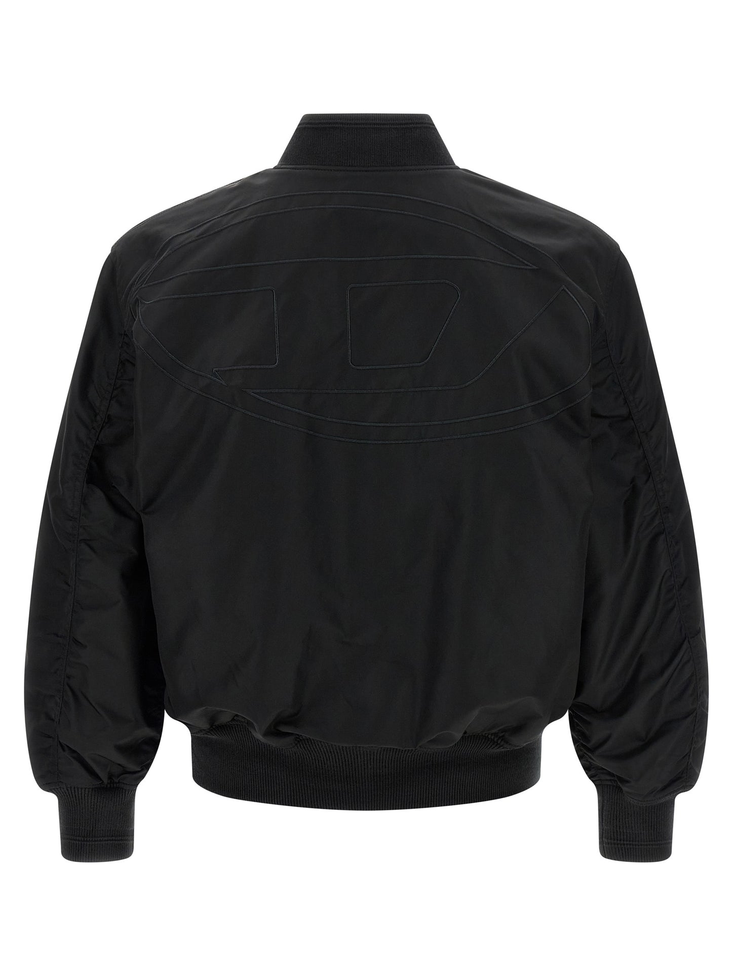 Bomber Jacket by Diesel for men in nylon satin black features a city-ready silhouette, detailed with pockets & insulated and a city-ready .